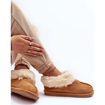 Dámské pantofle Dámské Papuče S Kožešinou Lanoze Barva: Béžová, Velikost: 38