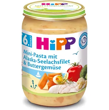 HiPP Mini těstoviny s aljašskou treskou v máslové zelenině 190g