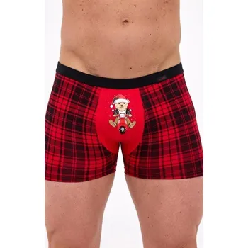 Boxerky Cornette vánoční boxerky 007/78 Teddy Rider - červená, S (Pánské vánoční boxerky Cornette)