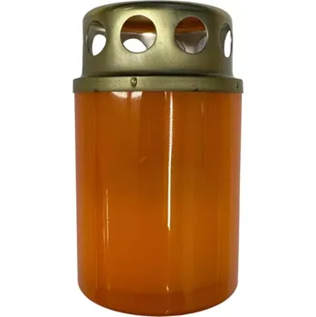 Svíčka Hřbitovní svíčka s víčkem oranžová 15 hod (výška 85 mm, šířka 50 mm)