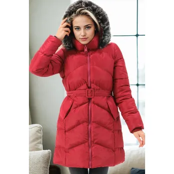 Z9768 DEWBERRY WOMEN'S COAT-BURGUNDY dewberry tmavě červená | vícebarevná 3451943