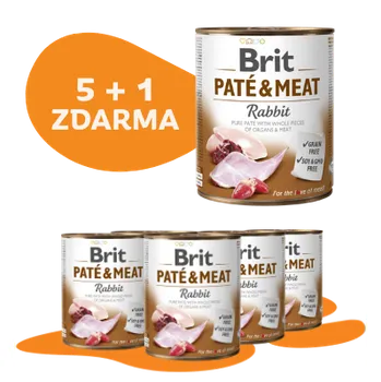 Krmivo pro psa 5 + 1 ZDARMA Brit Paté & Meat Rabbit 800g