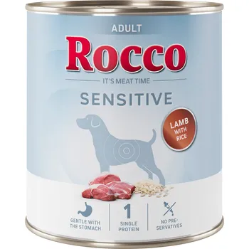 Krmivo pro psa 24x800g Rocco Sensitive nová receptura jehněčí a rýže