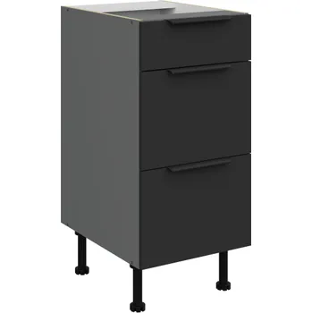 Kuchyňská skříňka 40 D 3S BB, Spodní kuchyňská zásuvková skříňka PREMIUM BOX Aria černá/antracit