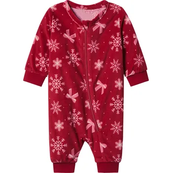 Dětský overall lupilu® Dětský vánoční velurový overal na spaní (červená, 74/80)