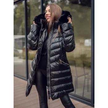 Černá dámská prodloužená prošívaná zimní bunda s kapucí kabát Bolf 5M3162 - M