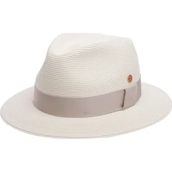 Klobouk Luxusní nemačkavý bílý klobouk Fedora - ručně šitý - Mayser Mathis Velikost: 61 cm (XL)