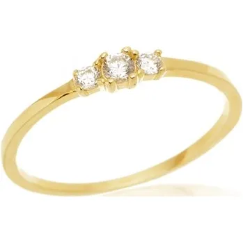 Prsten Dámský prsten ze žlutého zlata se zirkony PR0766F + DÁREK ZDARMA