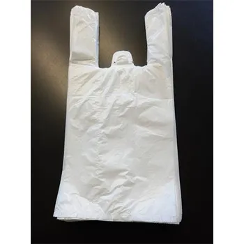 Nákupní taška Mikrotenová taška s uchy, bílá, 19 x 8 x 39 cm, 500 ks/balení, PDP_054