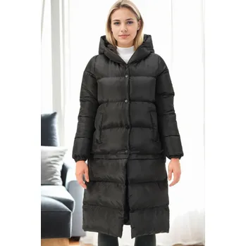 Z9772 DEWBERRY SHORTENED WOMEN'S COAT-BLACK dewberry černá | bílá 3451937