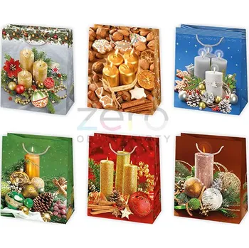 Dárková taška Taška papírová dárková 19x23x10,5 cm (lak) - vánoční (mix 9)