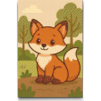Diamantové malování Diamantové malování - Liška v lese Velikost: 20x30cm, Rámování: Pouze srolované plátno, Diamanty: Čtvercové