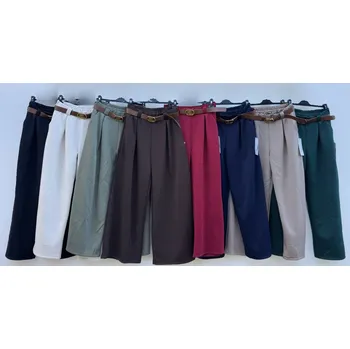 Dámské kalhoty Máslové široké kalhoty Barva: Tmavě zelená