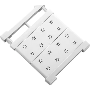 police Bílá nastavitelná police do regálu 29–40 x 24 cm Odnímatelné desky Víceúčelová úložná plocha a věšák Bez vrtání Organizér do skříně