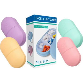 Dávkovač léků Excellent Care Krabička na léky se 6 přihrádkami, mix