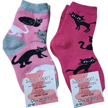 Dětské termo ponožky s kočkami ve 3 velikostech, Velikosti: Vel. 28-31