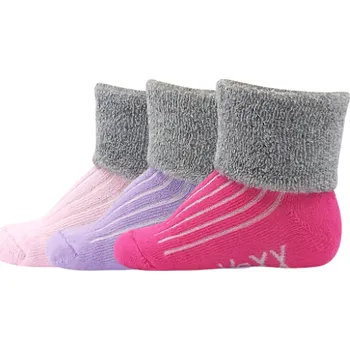 VoXX Dětské froté ponožky pro děti 3 páry - růžové Velikost dle EU (délka v cm): 18-20 (12-14 cm)