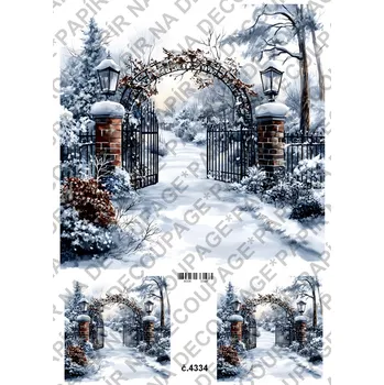 Umělecký papír Rýžový a soft papír na decoupage - Zimní krajina - KB4334 Materiál: Soft, Rozměr: A4