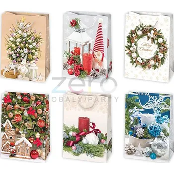 Dárková taška Taška papírová dárková 23x32x11 cm (lak) - vánoční (mix 10)