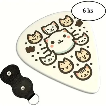 Kytara Sada 6 ks kytarových trsátek 1 mm s pouzdrem na cvoček Pouzdro na trsátka a klíče Pevná trsátka pro silný úhoz Akustické i elektrické kytary