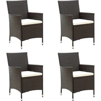 OMAXI Zahradní židle s poduškami 4 ks polyratan hnědé 666234