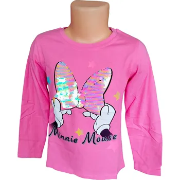 Cottonland Dívčí tričko MINNIE s duhovými flitry dlouhý rukáv růžové Růžová, Velikost: 2/98 2/98