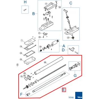 NICE SPAMG206B00 Komplet kit piestu s rúrou pre pohon TTN3024