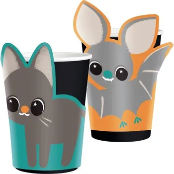 Karnevalový kostým Papírové kelímky - Netopýr a Kočka, 8 ks