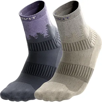Dámské ponožky CRIVIT Dámské / pánské funkční outdoorové ponožky, 2 páry (tmavě modrá / lila fialová / béžová, 41/42)