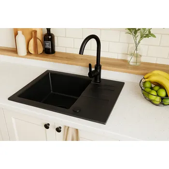 Kuchyňská linka Sestava GRANITALOS černá - dřez jednokomorový 59x44x16 cm + baterie