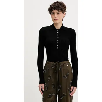 Dámské oblečení Svetr s příměsí vlny Sisley 1QNQL300E černá 99X, vel. L