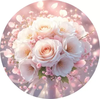 Jedlá dekorace na dort Obrázek Jedlý papír na dort Kytice růží bílá