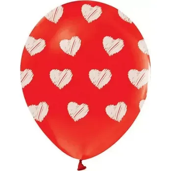 Balónek Latexový balonek červený se srdíčky 30 cm
