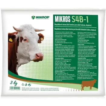 Chov hospodářského zvířete Doplňkové minerální krmivo pro skot Mikros S4B-1, 3 kg