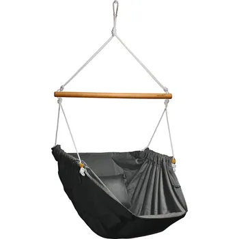 Zahrada Závěsné relaxační křeslo černý melír HOJDAVAK MAXIMUS OUT s polštářkem, Dřevo Outdoor, Lano bílé