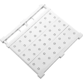 Drátěná police Bílá nastavitelná police do regálu 38–60 x 42 cm Odnímatelné desky Široká polička a věšák do skříně Rozpěrná montáž bez vrtání