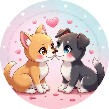 Jedlá dekorace na dort Jedlý papír na dort Koťátko s pejskem a srdíčka