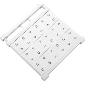 police Bílá nastavitelná police do regálu 38–60 x 36 cm Odnímatelné desky Víceúčelová polička a věšák Rozpěrná montáž Bez vrtání do stěn