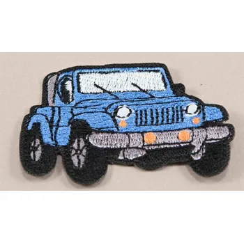 Nažehlovací záplata - terénní auto - rozměr 6 cm x 4 cm - červená, khaki, oranžová, modrá, černá modrá_CEZ2511