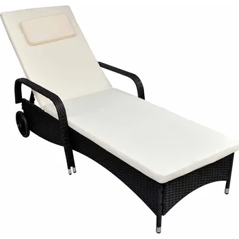 Zahradní nábytek vidaXL Zahradní lehátko s kolečky polyratan černé