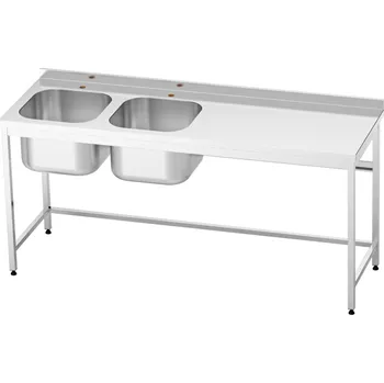 Nerezový dřez Nerezový stůl s lisovaným dvojdřezem vlevo 180×70×85 cm (2× dřez 50×40×30 cm)