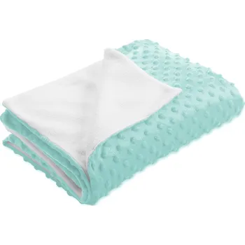deka Dětská oboustranná deka Minky TOP 3D puntíky/Polar MKP-055 Světle mintová 100x150 cm