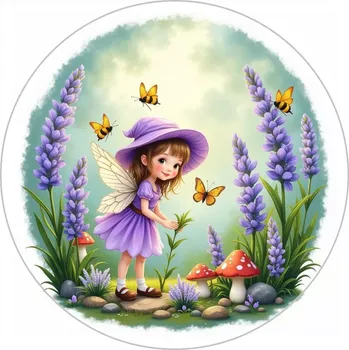 Jedlá dekorace na dort Obrázek Jedlý papír na dort Víla levandule