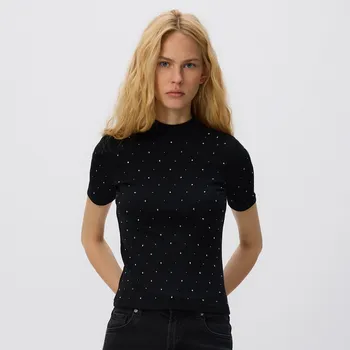 Dámské tričko Reserved - Tričko s&nbsp;aplikací - černý - 578GA-99X - 578GA-99X-XL