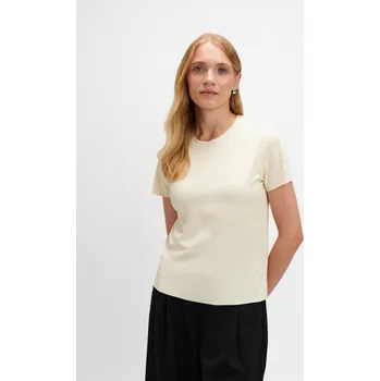 Top Secret žebrované triko s krátkým rukávem krémové Velikost: 42