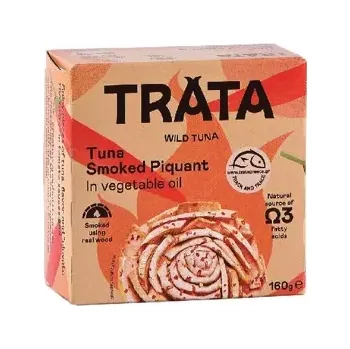 konzervovaná ryba Tuňák uzený v rostlinném oleji pikantní 160 g