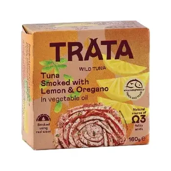 konzervovaná ryba Tuňák uzený v rostlinném oleji citron a oregano 160 g