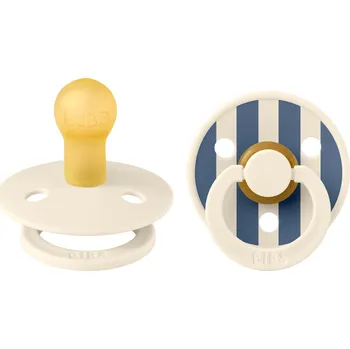 BIBS STUDIO Colour Pin dudlíky z přírodního kaučuku 2ks / Ivory Steel Blue Mix Velikost dudlíků: 1: 0-6 měsíců