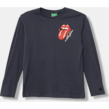 Dětské bavlněné tričko s dlouhým rukávem United Colors of Benetton šedá barva, s potiskem, 3ATNC10RH 3ATNC10RH.G.Seasonal 90X, vel. 150