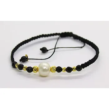 Náramek Klenoty Budín Dámský zlatý náramek ze žlutého zlata s perlou 585/0,35gr HK7129 (Klenoty Budín Dámský zlatý náramek ze žlutého zlata s perlou 585/0,35gr HK7129)